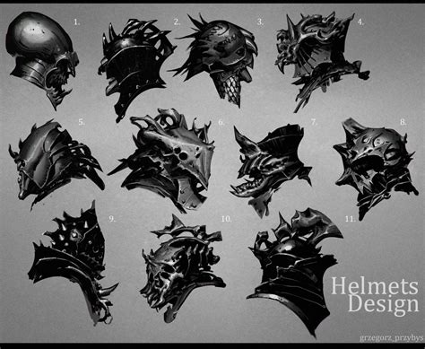 Helmet Design 2, Grzegorz Przybyś | Helmet design, Creature concept art ...