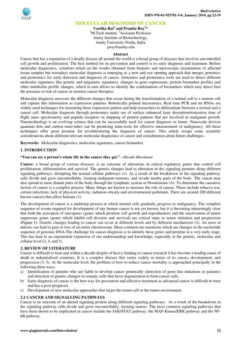 (PDF) MOLECULAR DIAGNOSIS OF CANCER