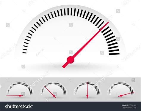 Dial, Meter Templates With Red Needle At 5 Stages. Measurement, Acceleration Or Generic Level ...