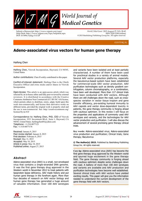 (PDF) Adeno-associated virus vectors for human gene therapy