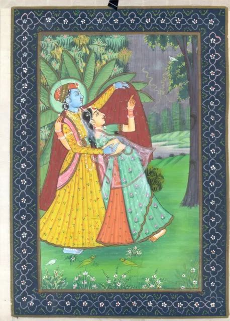 RADHA KRISHNA PAINTING Love Symbol Religious God And Goddess Silk Painting Art $90.00 - PicClick