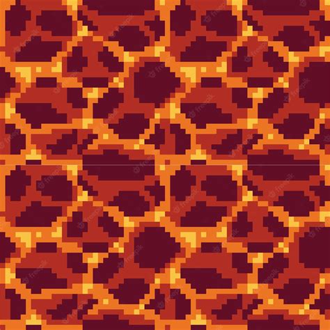 Premium Vector | Lava pixel art texture Magma tile seamless pattern 8 bit sprite