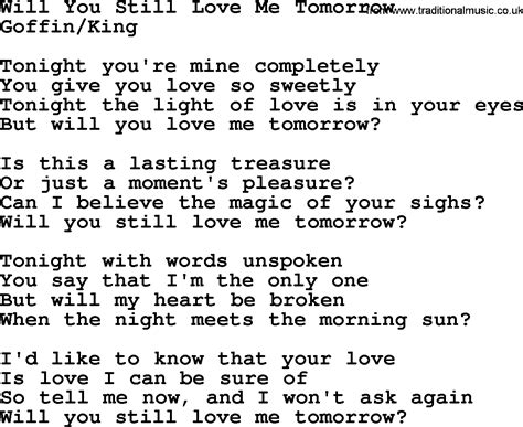 Will You Still Love Me Tomorrow, by The Byrds - lyrics with pdf