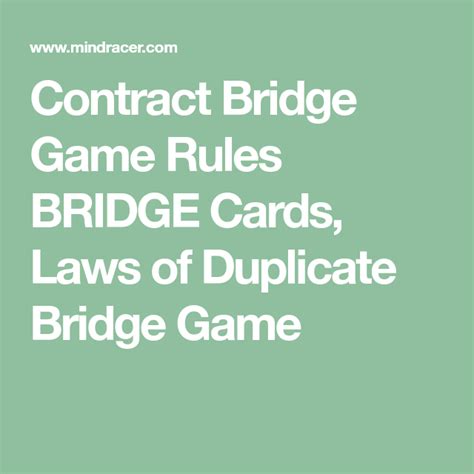 Contract Bridge Game Rules BRIDGE Cards, Laws of Duplicate Bridge Game Bridge Card Game ...