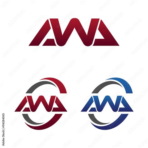 Modern 3 Letters Initial logo Vector Swoosh Red Blue awa Stock Vector ...