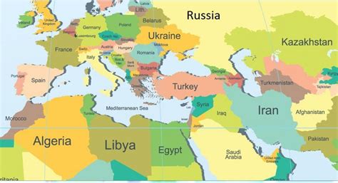 Middle east and Russia map - Map of Russia and middle east (Eastern Europe - Europe)