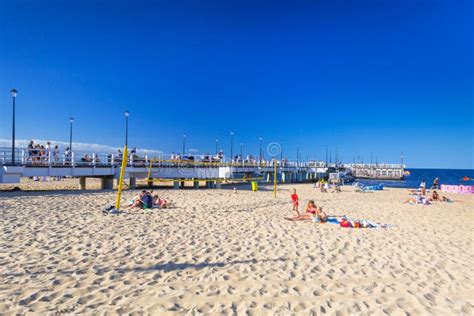 People on the Sunny Beach of Baltic Sea in Gdansk Editorial Photo ...