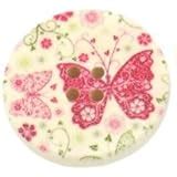 Pack of 10 Lovely Wild Flower Print Patterns, 4 Holes Round Wooden Buttons, for Sewing ...