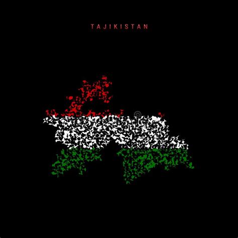 Tajikistan Flag Map, Chaotic Particles Pattern in the Tajik Flag Colors. Vector Illustration ...