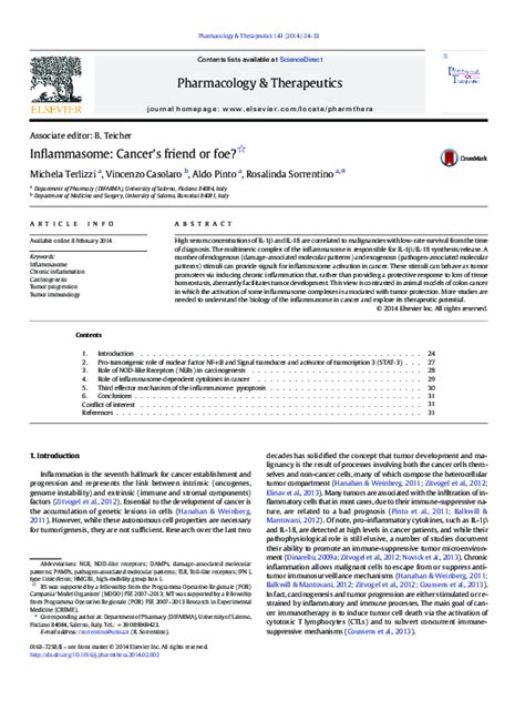 (PDF) Inflammasome: Cancer's friend or foe? | Michela Terlizzi - Academia.edu