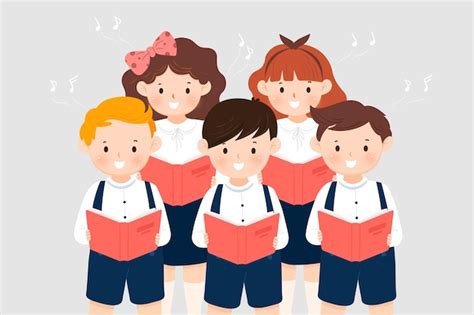 Free Vector | Group of children singing in a choir illustrated