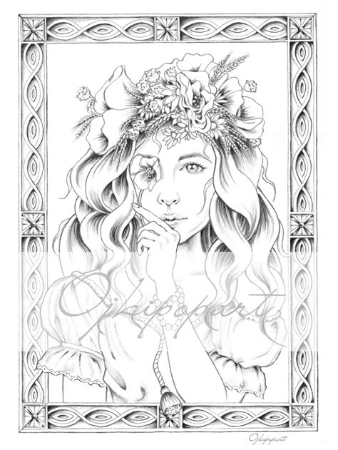 Slavic Beauty 8. Printable coloring page for adults. 2 pdf | Etsy Spring Coloring Pages, Fairy ...