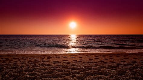 1600x900 Ocean Sand Sunset 1600x900 Resolution HD 4k Wallpapers, Images ...