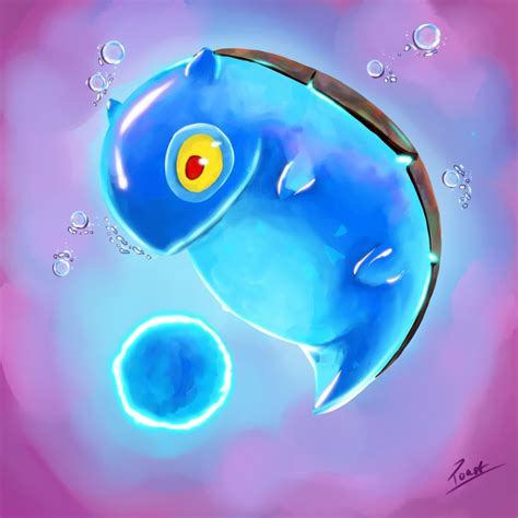 an image of a blue fish with bubbles