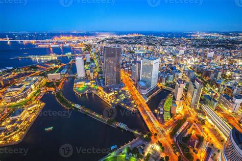 Aerial view of Yokohama port in Japan at night 2780113 Stock Photo at ...