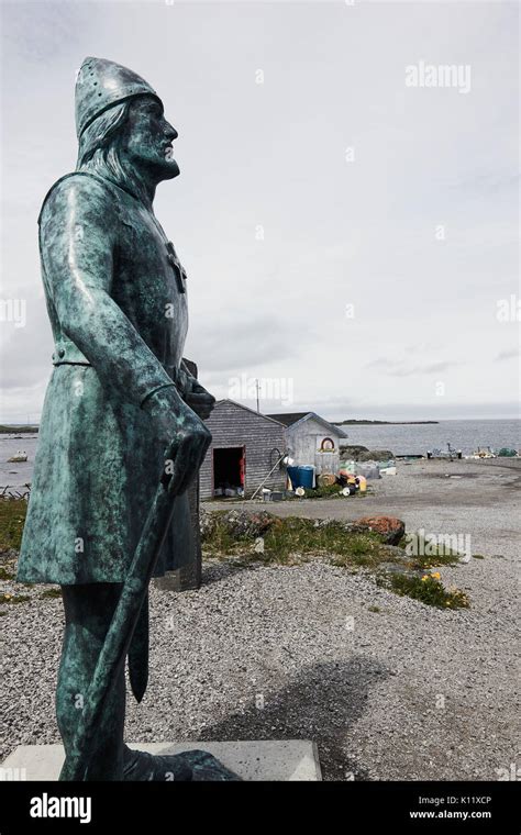 Leif Erikson statue, L'Anse Aux Meadows, Newfoundland, Canada. Icelandic Erikson was the first ...