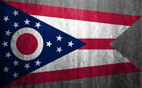 Download wallpapers Flag of Ohio, 4k, stone background, American state ...