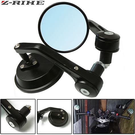 1Pair 7/8" Universal Round Motorcycle Mirrors Rear View Handle Bar End Rearview Side Mirrors New ...