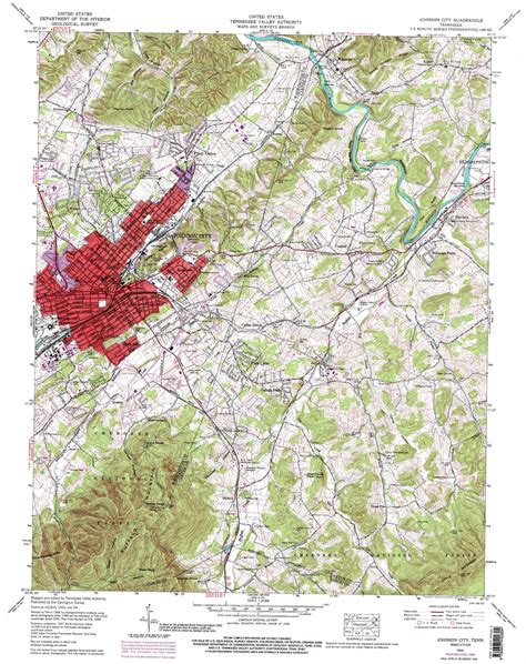 Johnson City topographic map, TN - USGS Topo Quad 36082c3