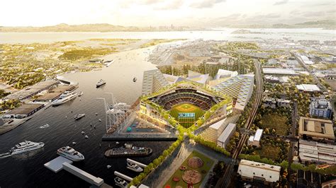 BIG unveils designs for new Oakland A's stadium featuring a rooftop park