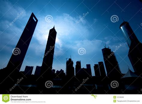 Shanghai Skyline in Silhouette Stock Image - Image of sphere, landmark: 12128299