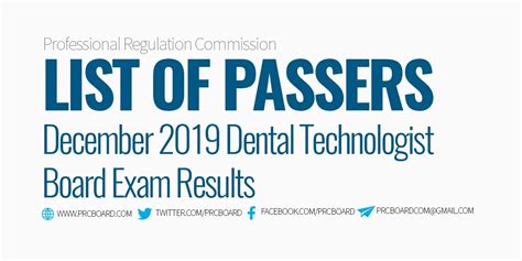 FULL RESULTS: December 2019 Dental Technologist Board Exam List of Passers - PRCBoard.com