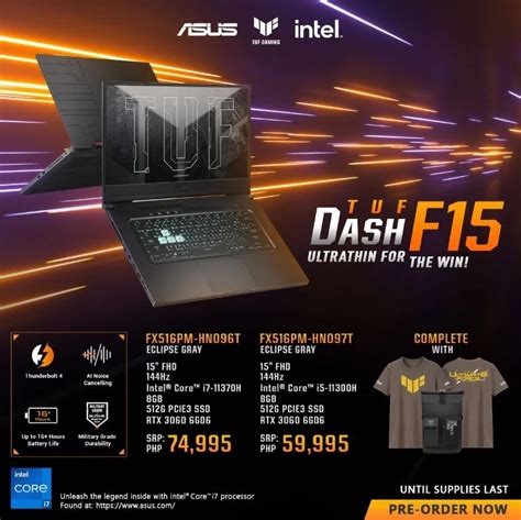 ASUS TUF Dash F15 with 11th Gen Intel CPU and NVIDIA RTX 3060 GPU Now Available for Pre-Order ...