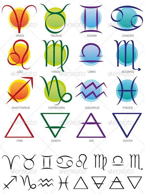 Zodiac & Elements Sign and Symbol set – Decorative Symbols D… – Design ...