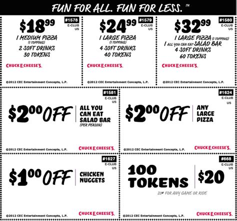 Chuck E Cheese coupons (all they need is the number in the top right ...