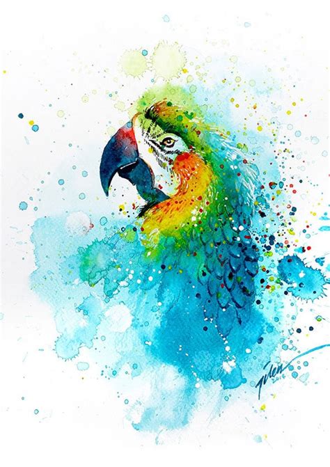 Parrot watercolor painting A4 A3 art print | Etsy