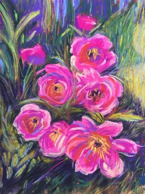 Original Pastel Painting Pink Flowers Laurie Rubinetti | Etsy | Soft ...