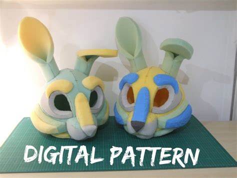 Rabbit Fursuit Head Template Bunny Digital PDF Pattern for - Etsy | Fursuit head, Fursuit ...