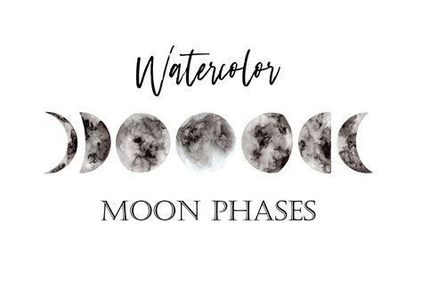 Watercolor Moon Phases By Slastick | TheHungryJPEG