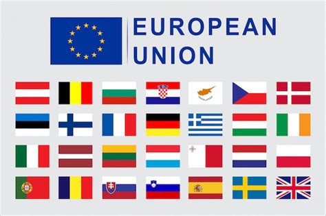 Premium Vector | Set of european union flag countries