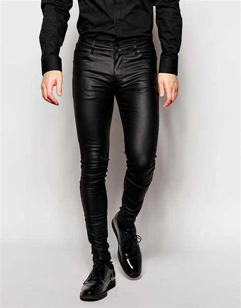 ASOS Extreme Super Skinny Jeans In Leather Look | Super skinny jeans men, Mens leather pants ...