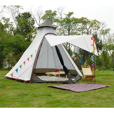 GRNTAMN Outdoor Mongolian Yurt Tent Waterproof Double Layer 6 Corner Indian Teepee Tipi Tents ...