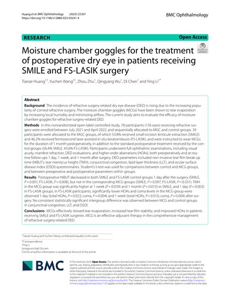 (PDF) Moisture chamber goggles for the treatment of postoperative dry ...