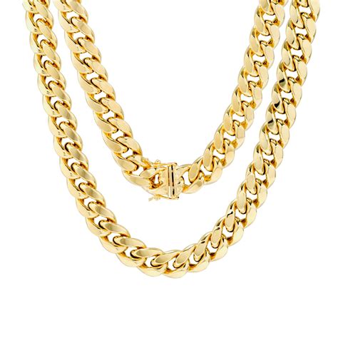 Nuragold - 10K Yellow Gold Mens 11mm Hollow Miami Cuban Link Chain Pendant Necklace, 22"- 30 ...