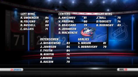 EA NHL '13 - CBJ Roster Ratings : BlueJackets