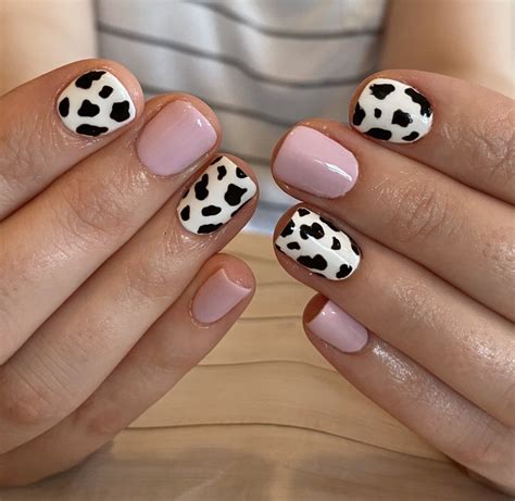 Cow print nails | Cow nails, Short acrylic nails, Cute gel nails