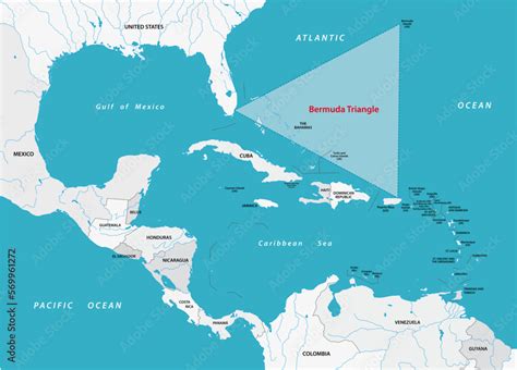 Map Bermuda Triangle or Devil's Triangle in the Atlantic Ocean Stock ...