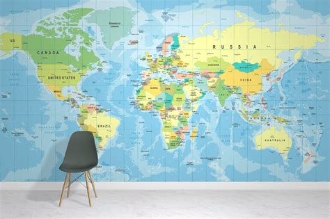 World Maps Wallpaper Murals - Wall Murals - Fast & Free UK Delivery