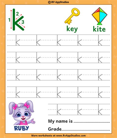 letter k tracing worksheets preschool