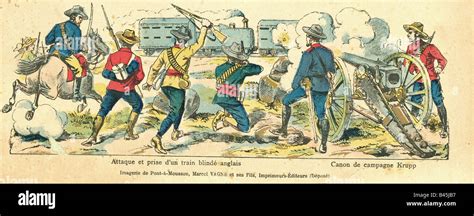 events, Second Boer War 1899 - 1902, Boer army, attack on a British armoured train, print, 1900 ...