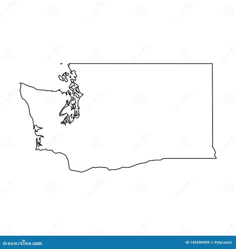 Washington, State of USA - Solid Black Outline Map of Country Area ...