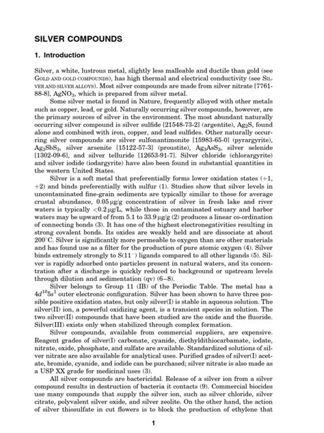 Silver Compounds | PDF | Silver | Solubility