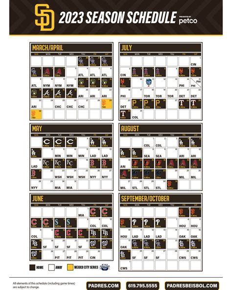 Padres Printable Schedule | San Diego Padres