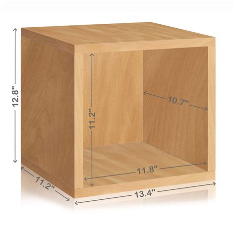 Storage Cubes in Natural Wood Grain and Cubby Bookcase - Way Basics