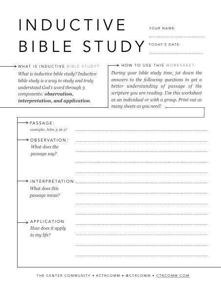 Inductive Bible Study Worksheets for Teens