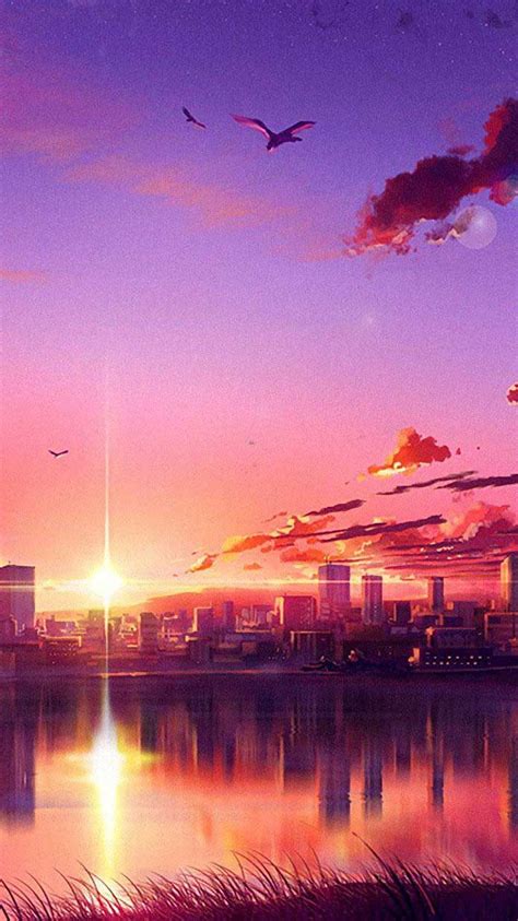 Anime sunset scene b Iphone, iphone anime landscape HD phone wallpaper ...